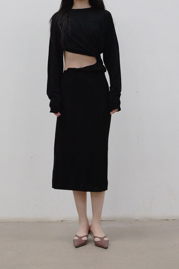 SWAYING/KNIT Seamless Knit One-piece Dress SW212LS14 Black PS25
